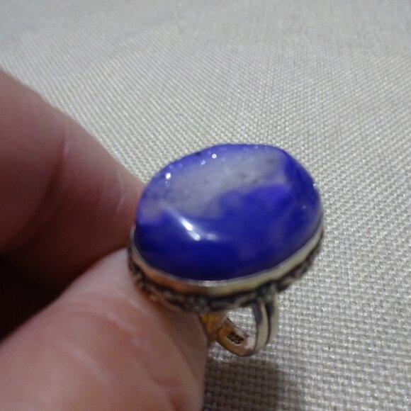 Beautiful PURPLE GEODE DRUZY Handmade Sterling 925 Size 7.5 #625C - Picture 1 of 3